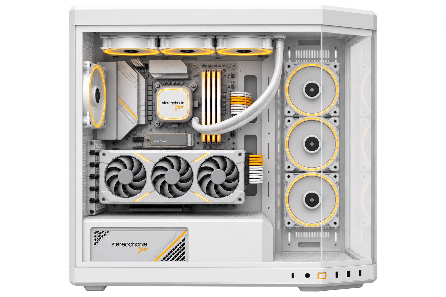 Stereophonie white custom gaming desktop